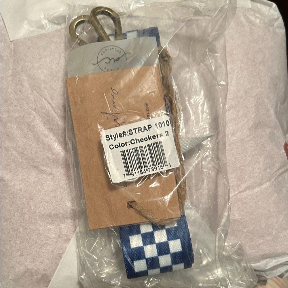 Blue Checkered Women's Bag Strap - Picture 2 of 6